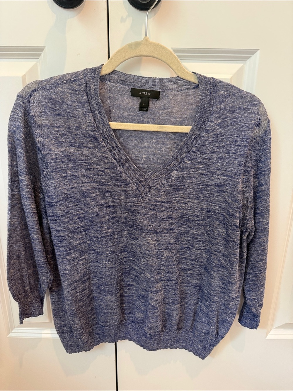 J. Crew Heathered Blue V-Neck Sweater